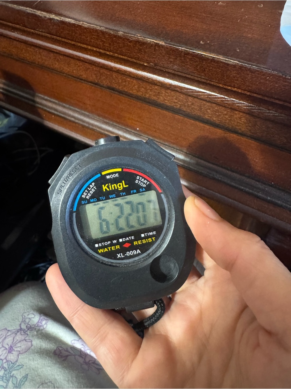 Fire King Black Digital Stopwatch with Colored Dial Accents